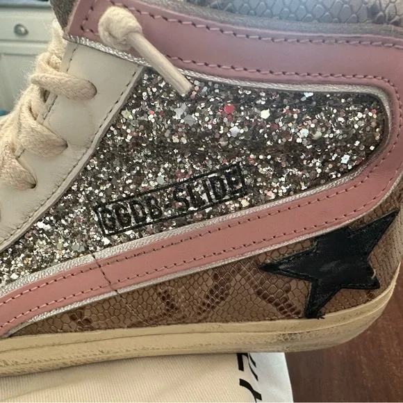 Golden Goose Women's Glitter Sneakers - Silver, Pink, and White - Picture 7 of 9